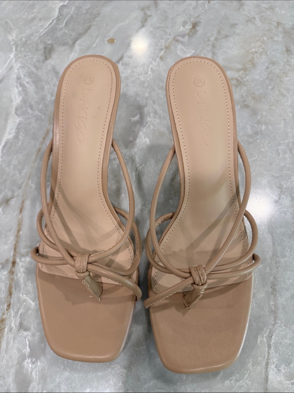 Never worn ZBY Nude Strappy Square Toe Heels Sandals Size 9.5
